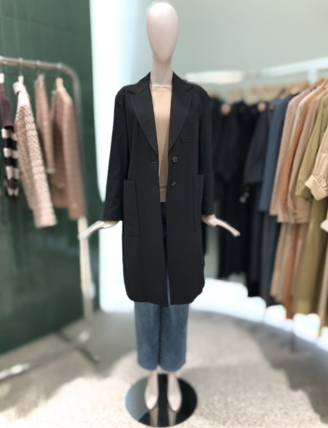 듀엘 포켓 레터링 린넨 롱자켓 55사이즈 상품이미지4