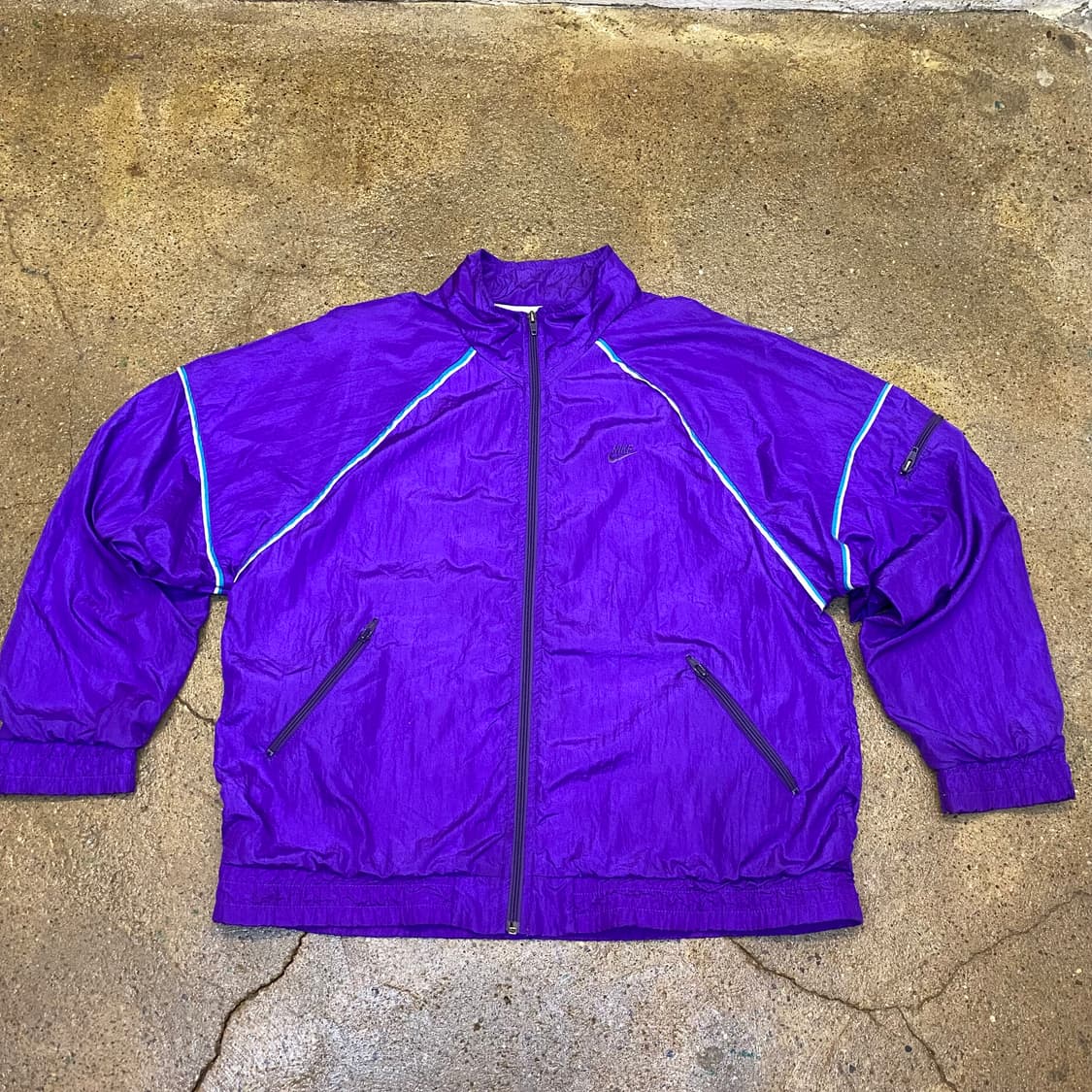 레어 80s Made in USA 빈티지 나이키 퍼플 바람막이 상품이미지1