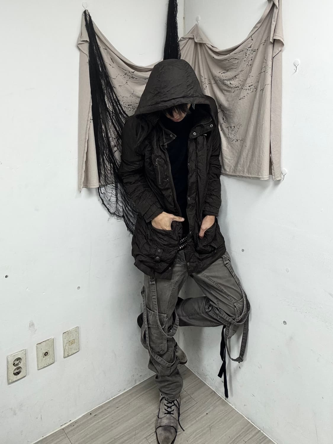 Shirring Detail Y2K Grunge Mood Deep Bro 상품이미지2