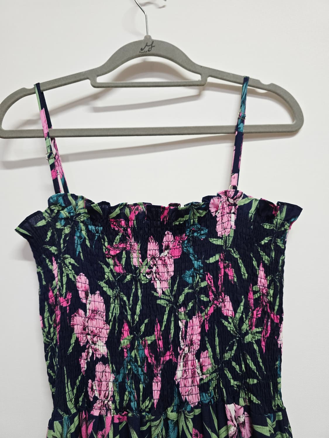 케네스레이디 플라워 롱 원피스  스모크 주름 상품이미지5