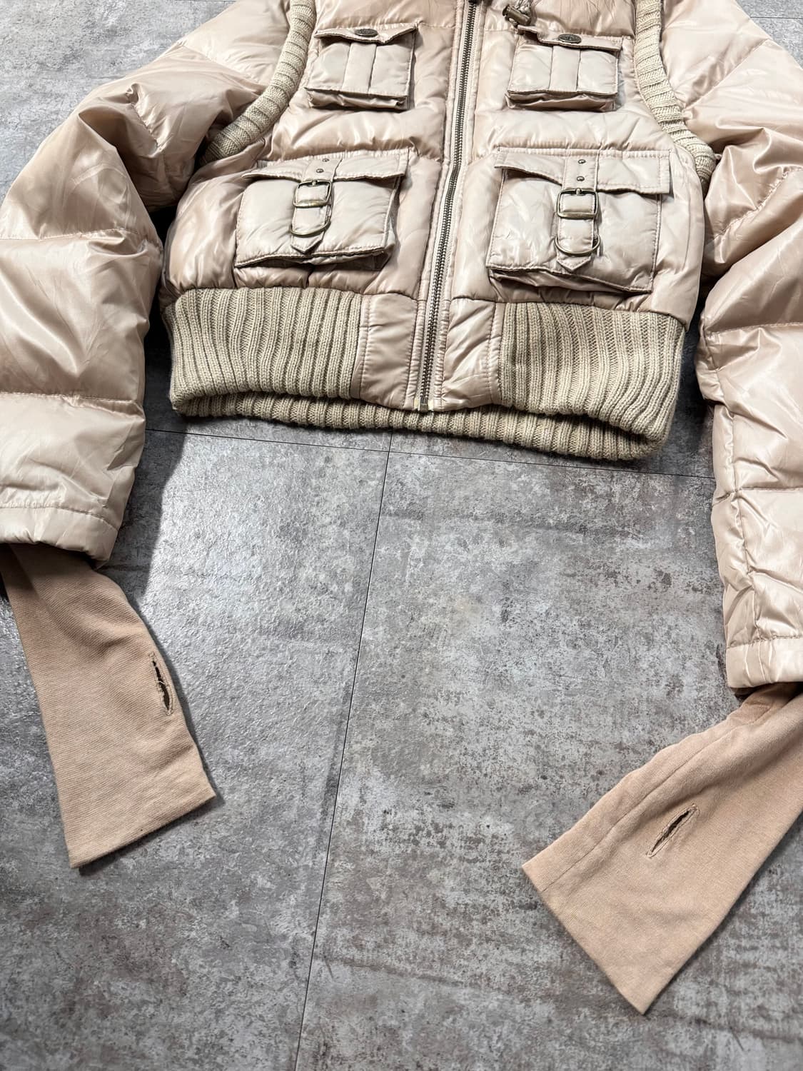 투 웨이 핸드 워머 퍼 후디드 크롭 푸퍼 재킷 상품이미지5