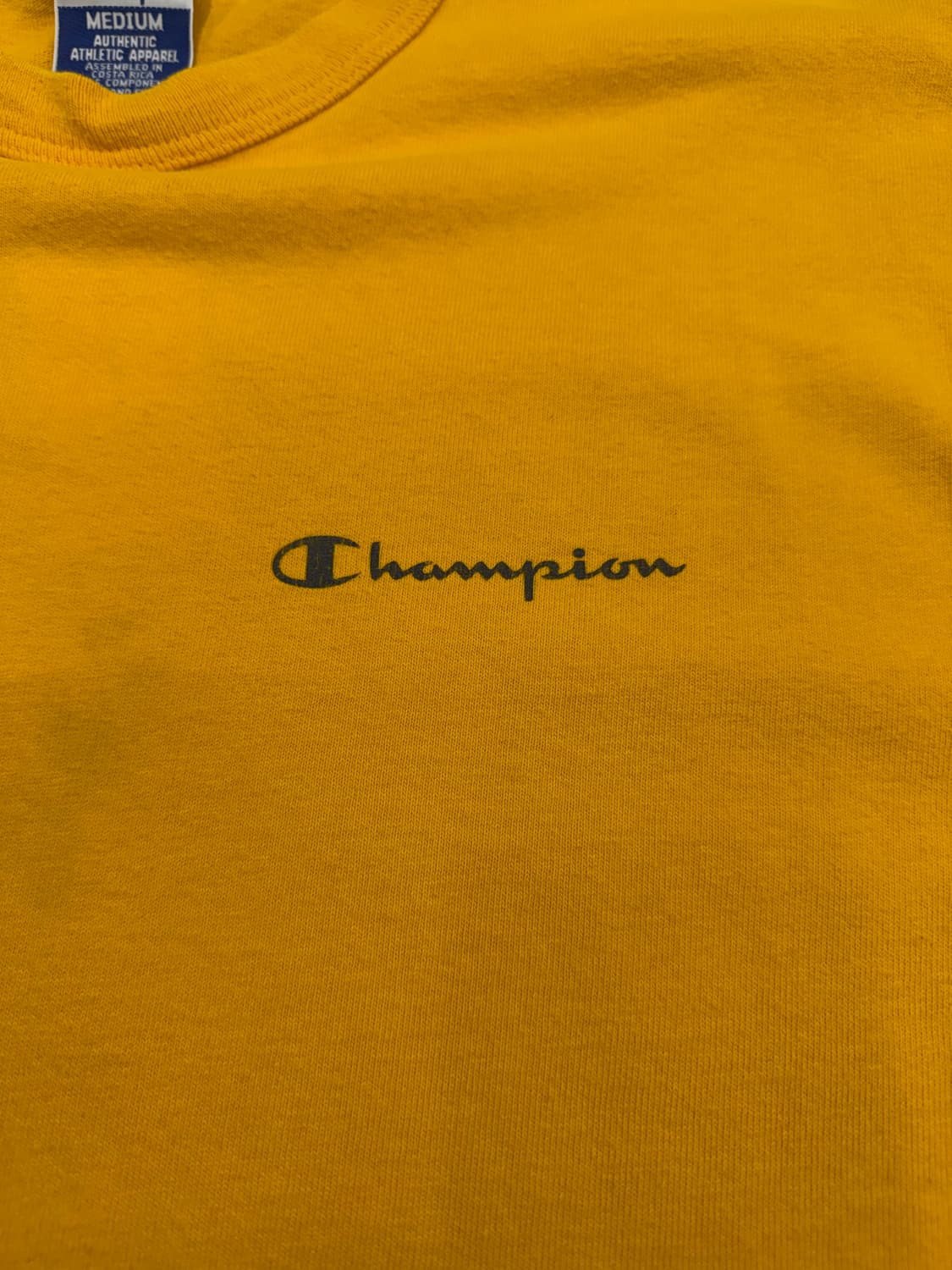 M) 챔피온 빈티지 베이직 옐로우 반팔 티셔츠 상품이미지3