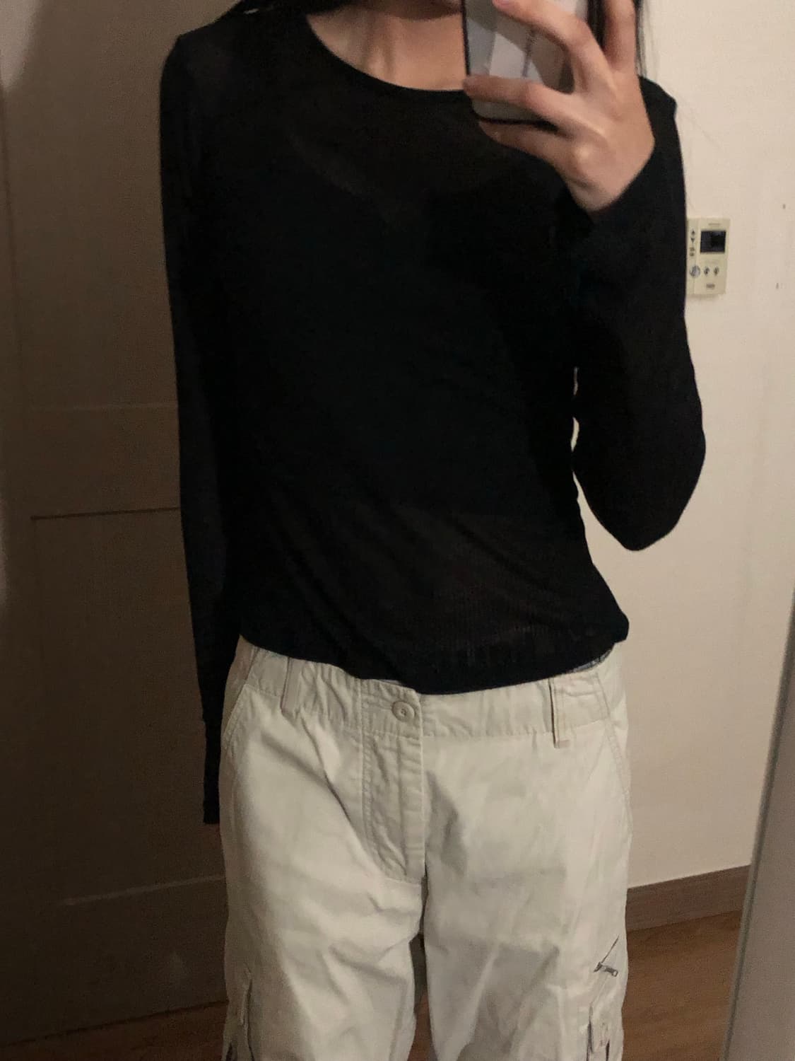 H&M 시스루 롱슬리브 블랙 상품이미지2