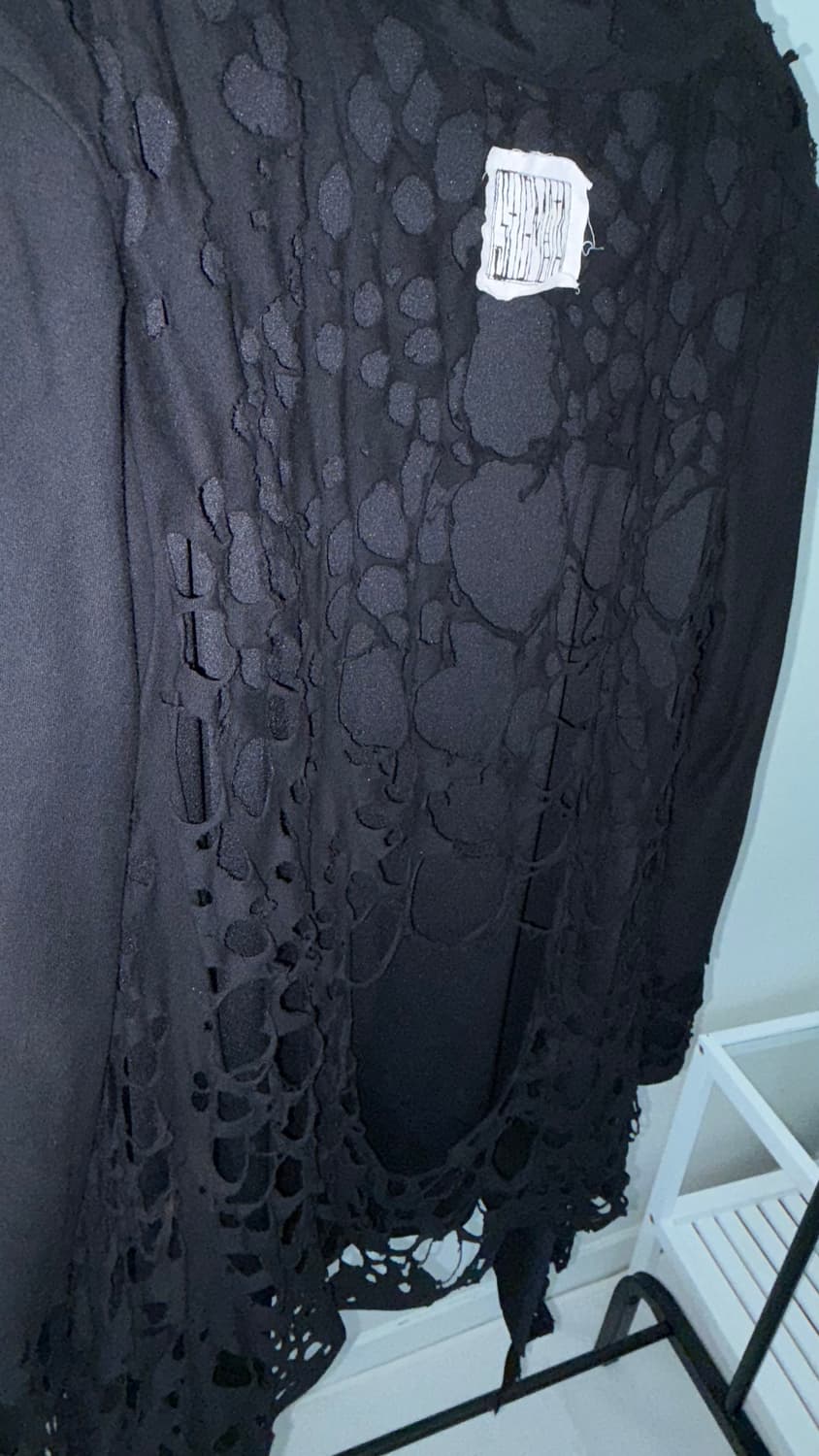 V kei Black distressed Drap cardigan 상품이미지3