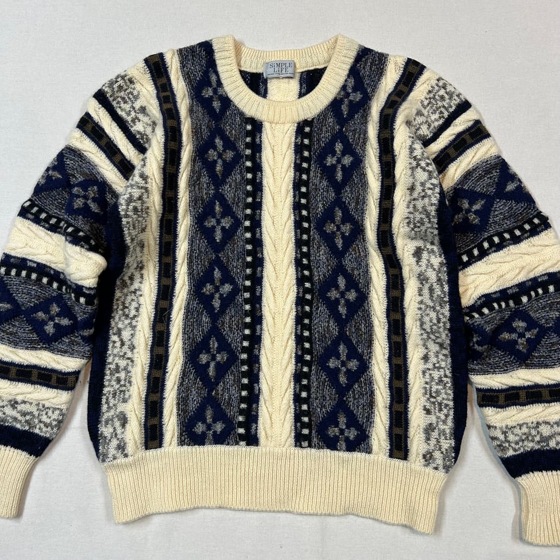 M) SIMPLE LIFE 패턴 니트 스웨터 일본 빈티지 상품이미지2