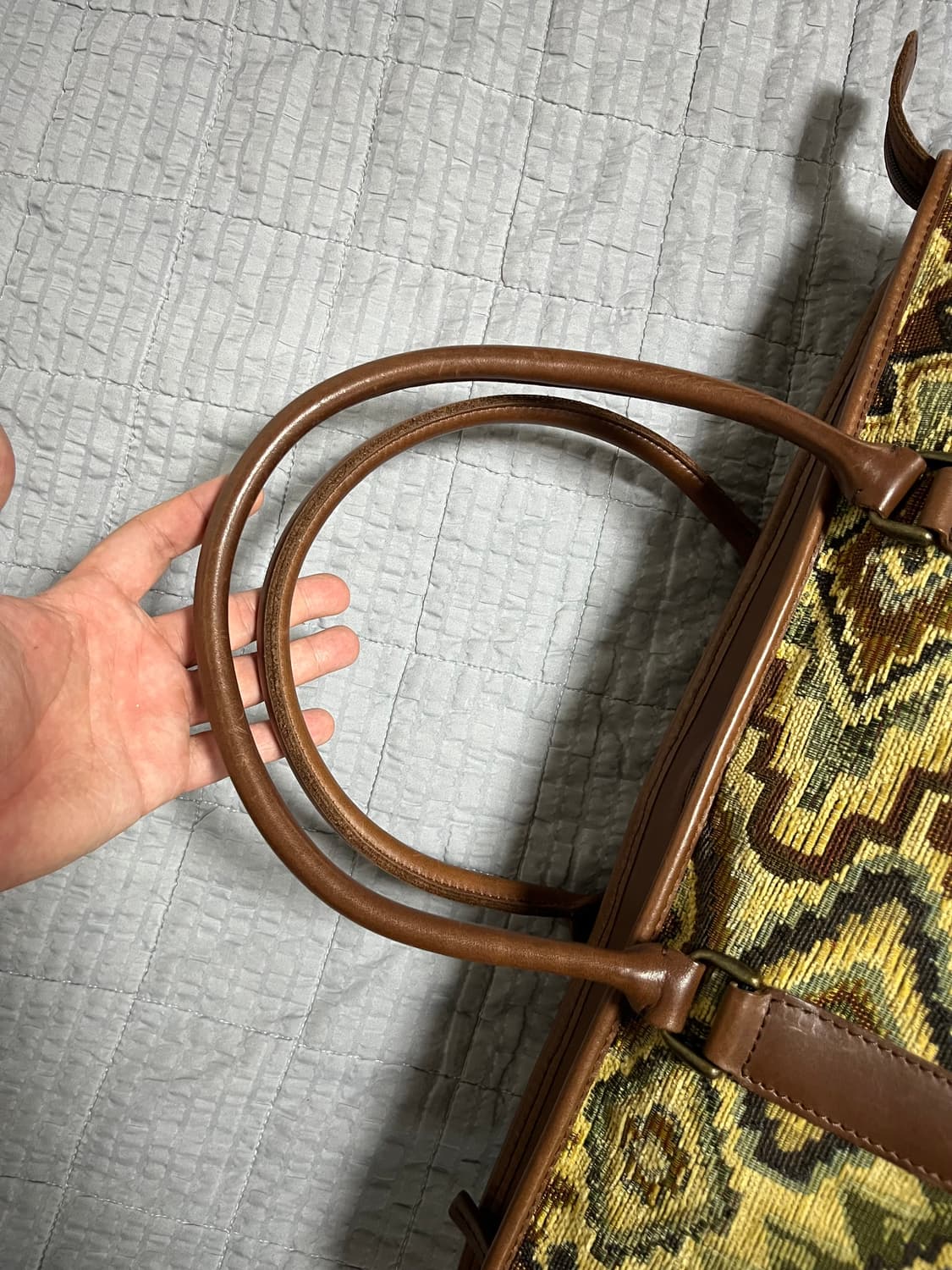 L.L Bean 엘엘빈 에스닉 패턴 레더 토트백 상품이미지4