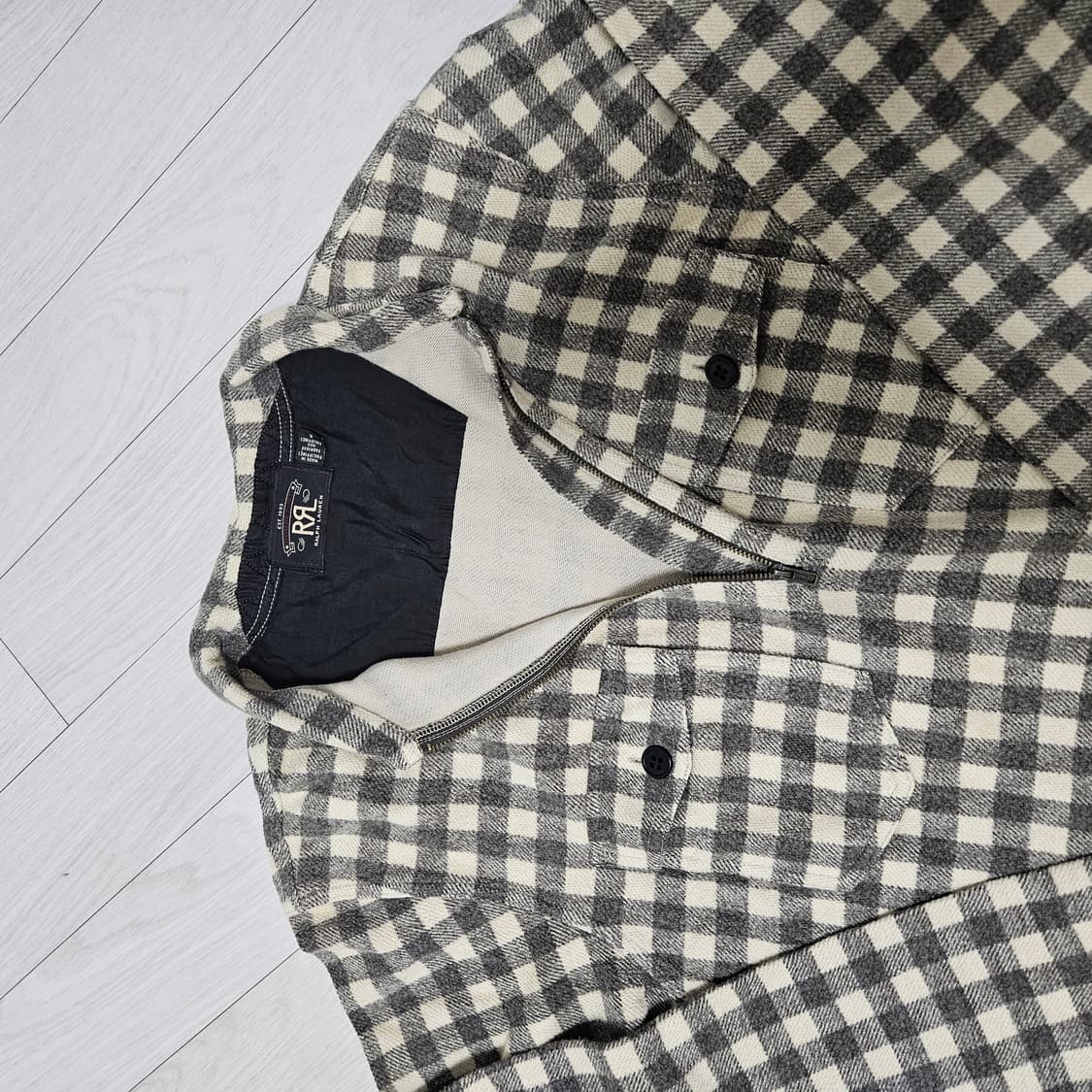 더블알엘 하프집업 풀오버 체크 셔츠 M 상품이미지3