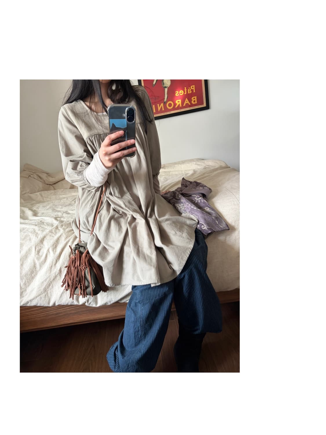 [hobo] cow leather fringe drawstring bag 상품이미지2