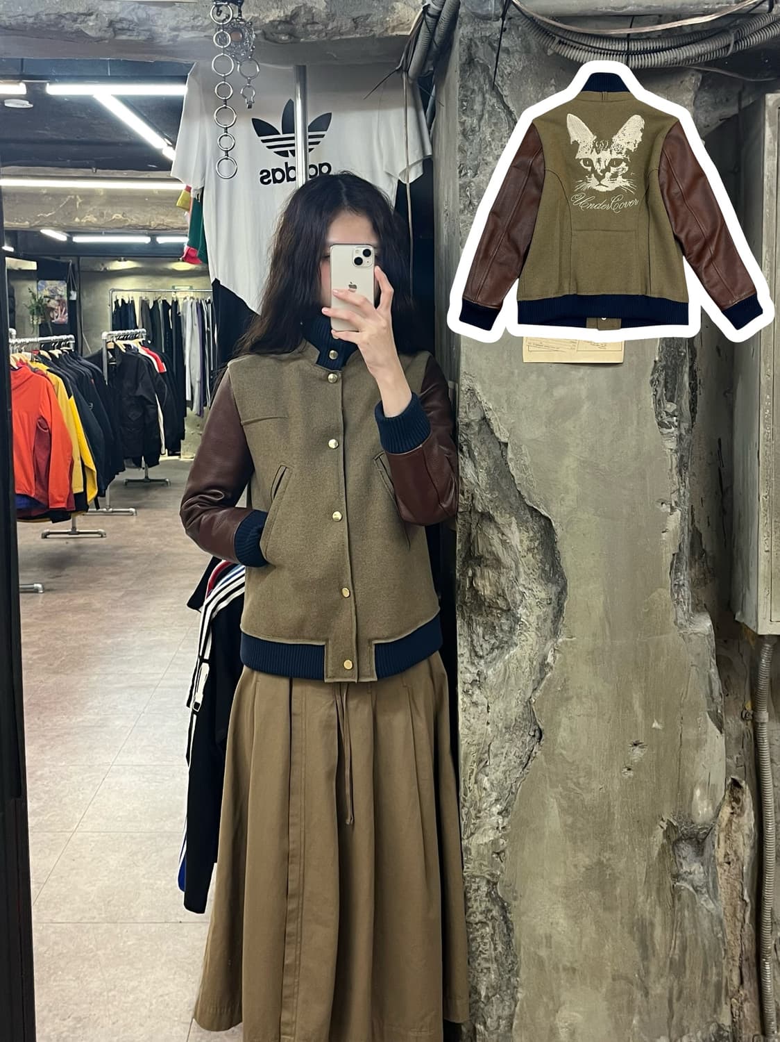 언더커버 레더 자수 울자켓 브라운 #csz2139 상품이미지2