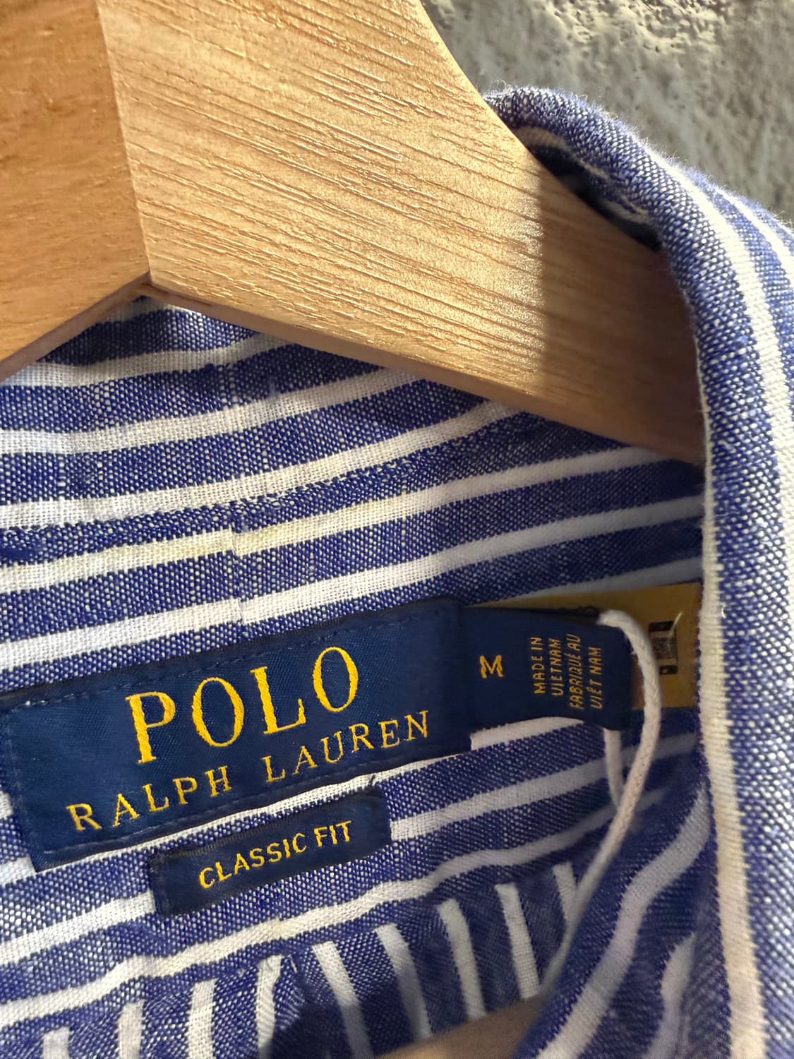 M 폴로 랄프로렌 POLO 클래식핏 린넨 스트라이프 셔츠 블루 상품이미지5
