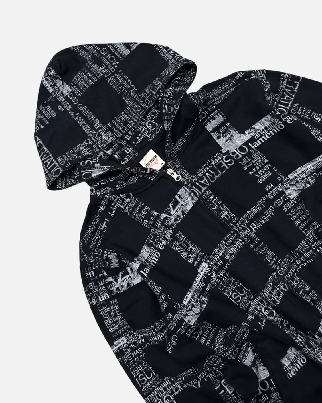 grid lettering pattern hood zip-up 상품이미지3