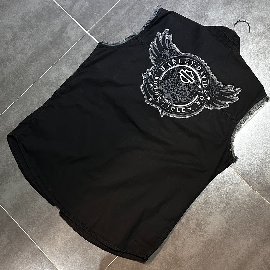 [HARLEY-DAVIDSON] 빈티지 할리 블랙 윙 코튼 조끼 상품이미지1