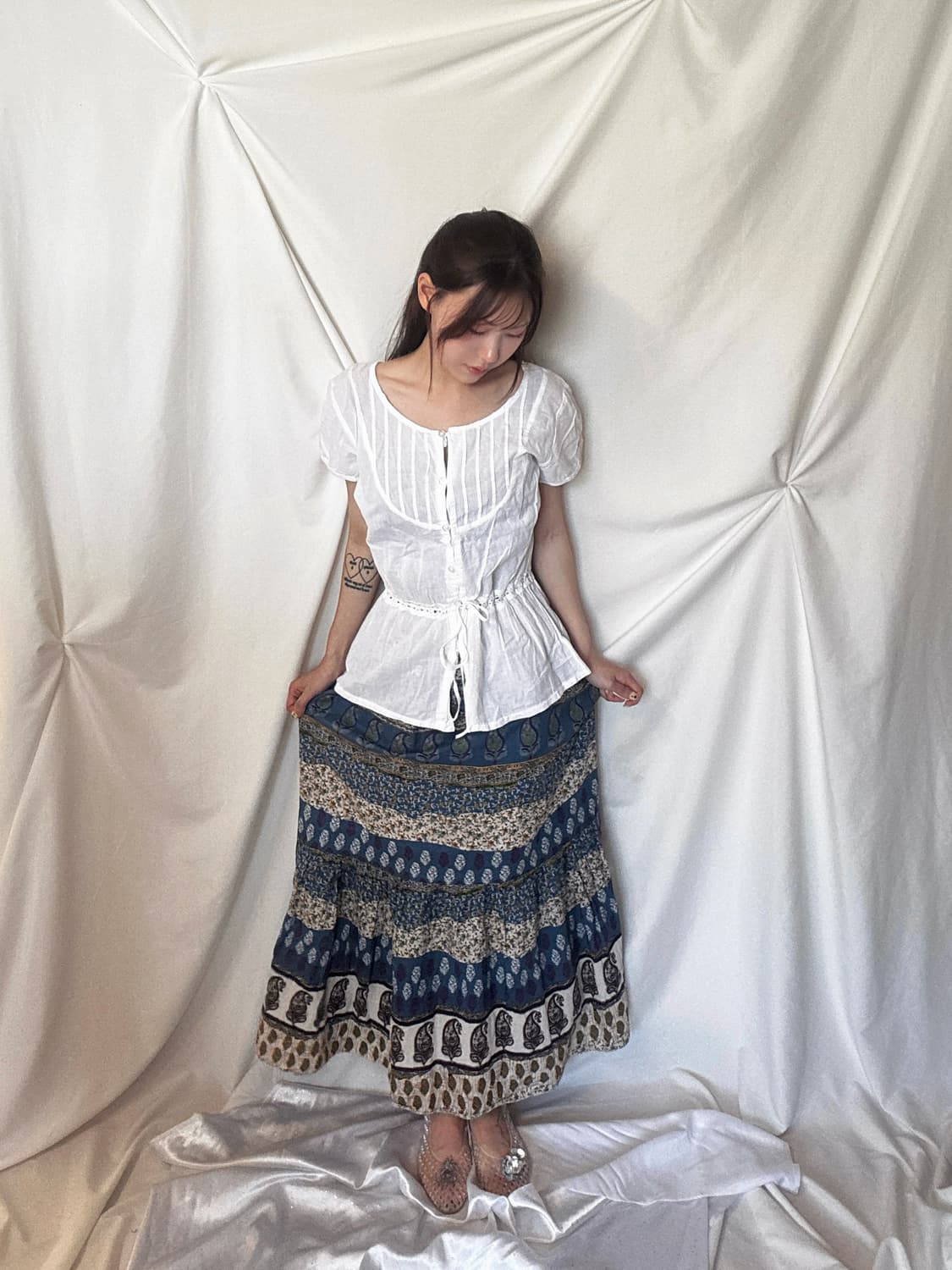 허리 끈 블라우스 상품이미지4