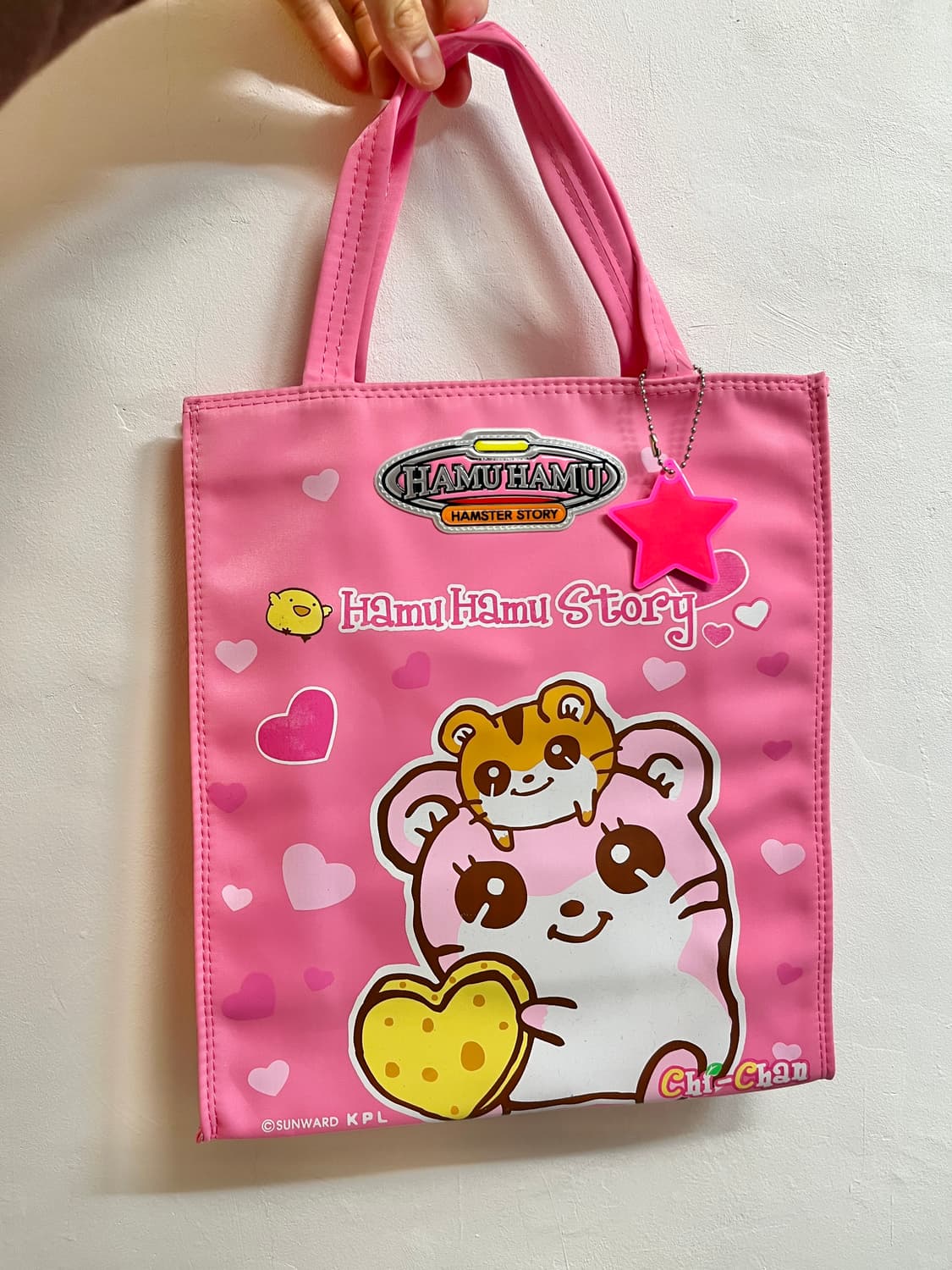 하무하무 핫핑크 고전문구 손가방 + 핫핑크 별 ⭐️ 상품이미지5