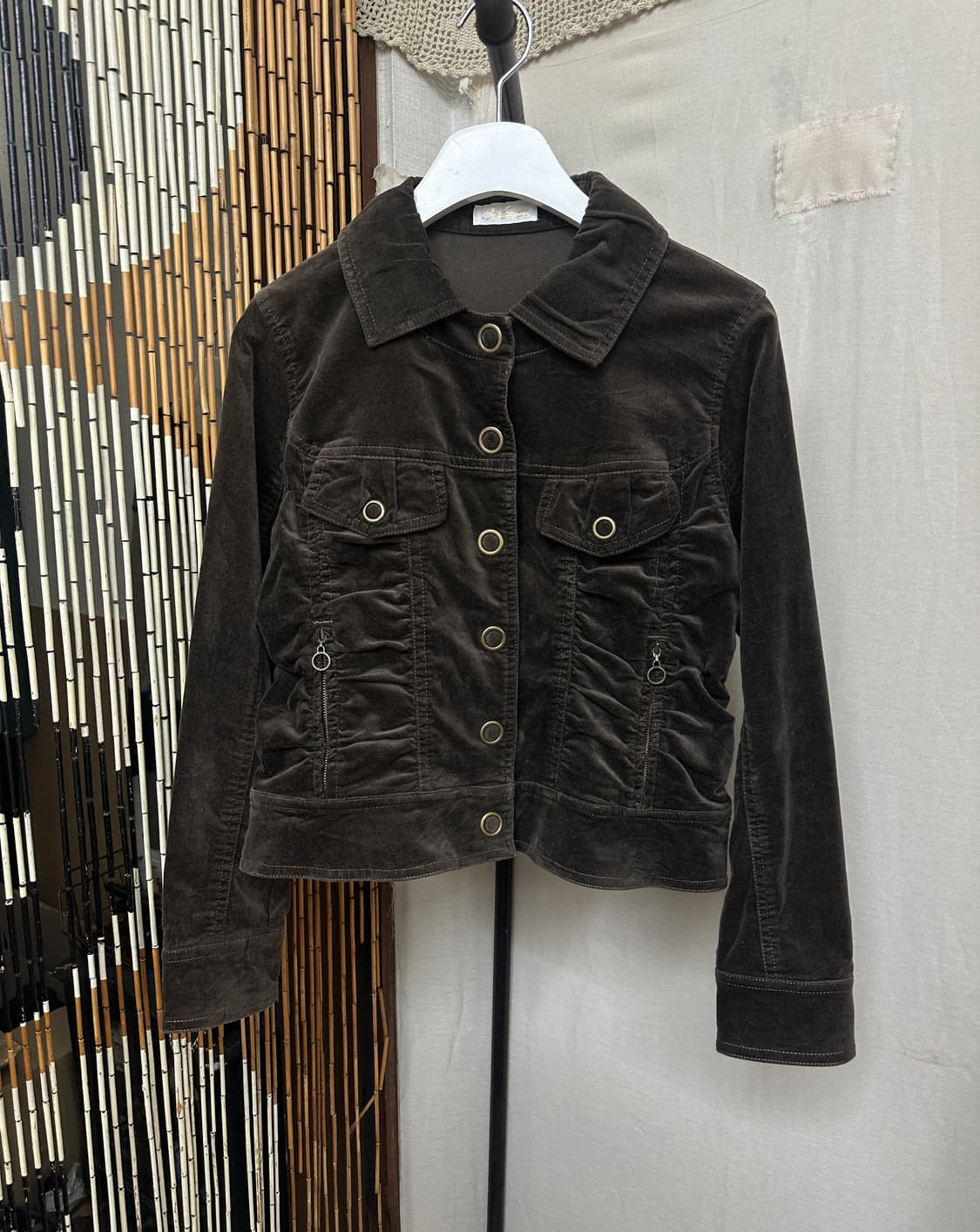 brown velvet button jacket 상품이미지2