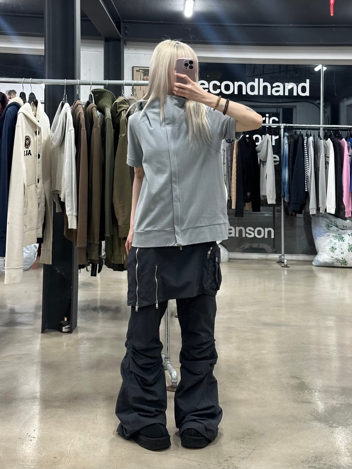 질샌더 인디블루 후드 반팔 집업  상품이미지1