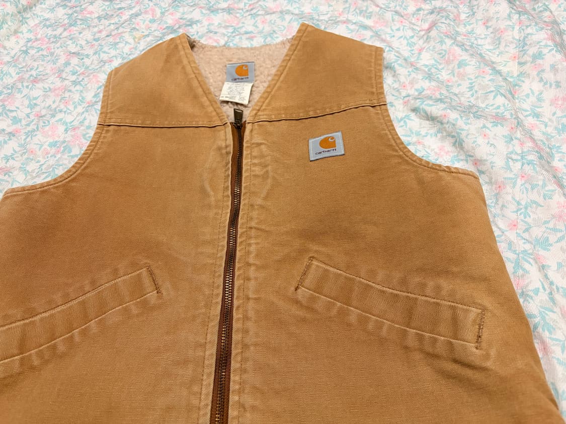 (M) 칼하트 V03 브라운 덕 캔버스 쉐르파 워크 베스트 상품이미지1