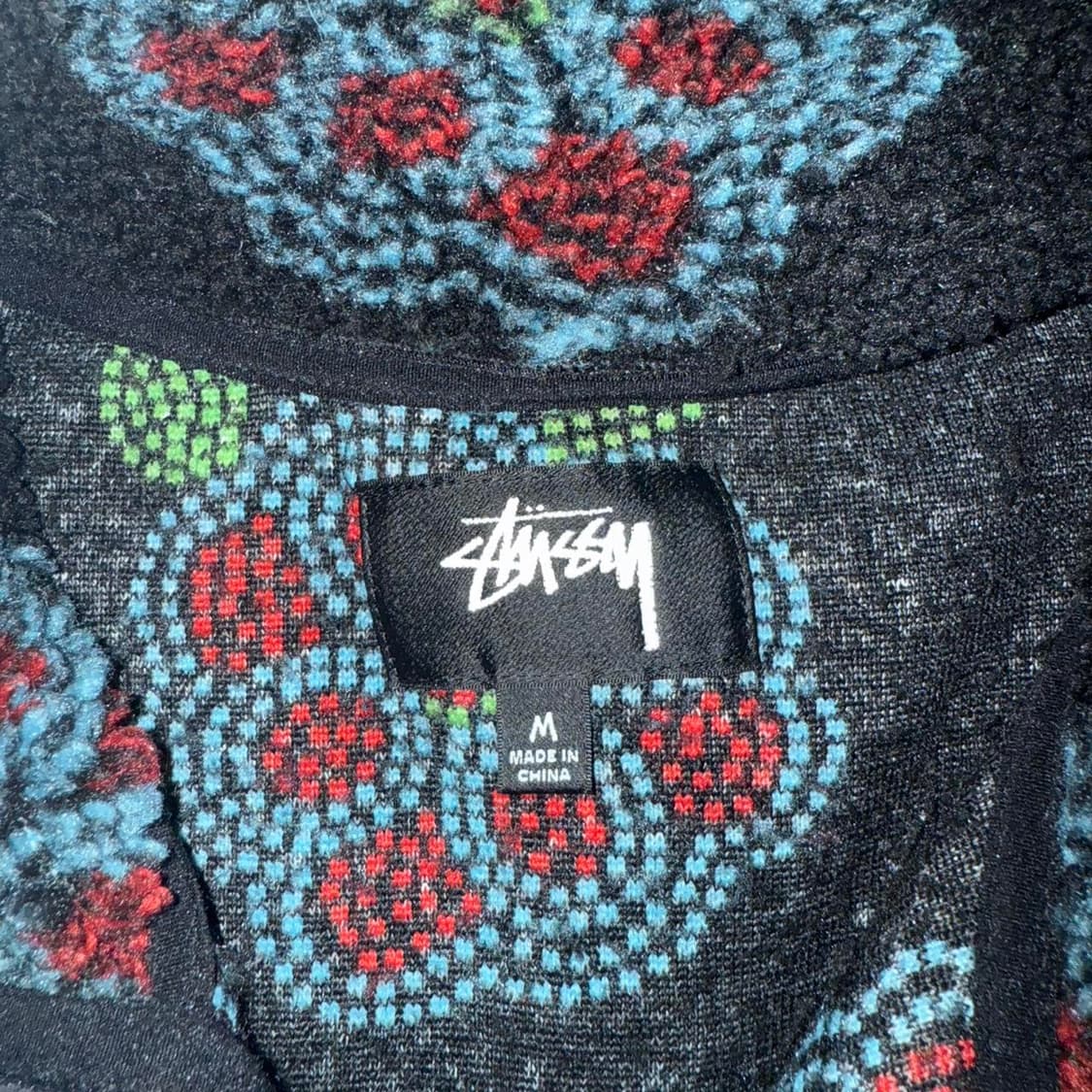 스투시 플라워 패턴 플리스 자켓 블랙 상품이미지3