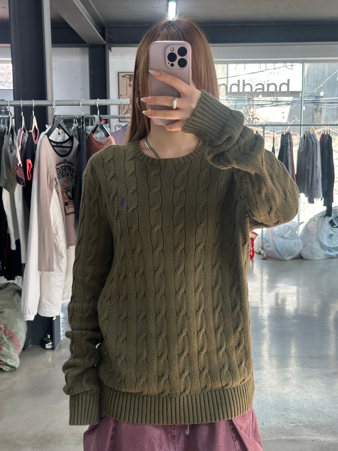 폴로랄프로렌 케이블 꽈배기 니트 올리브카키 상품이미지1