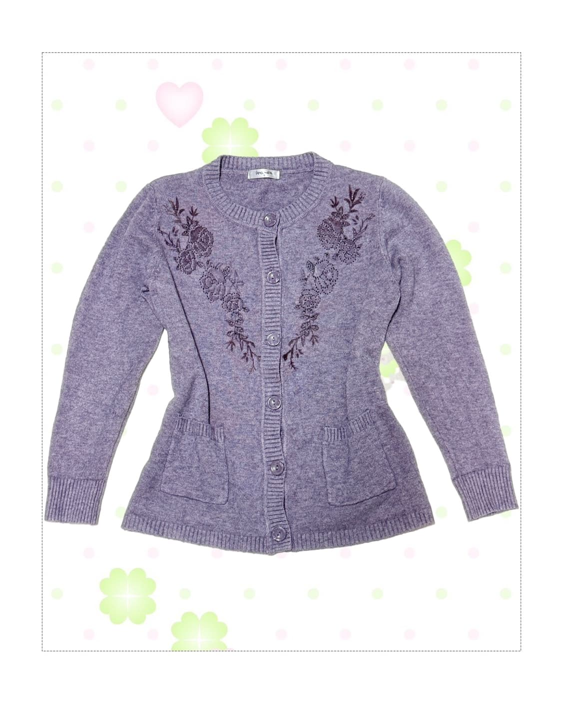 할모리 연보라 플라워 자수 가디건 상품이미지1