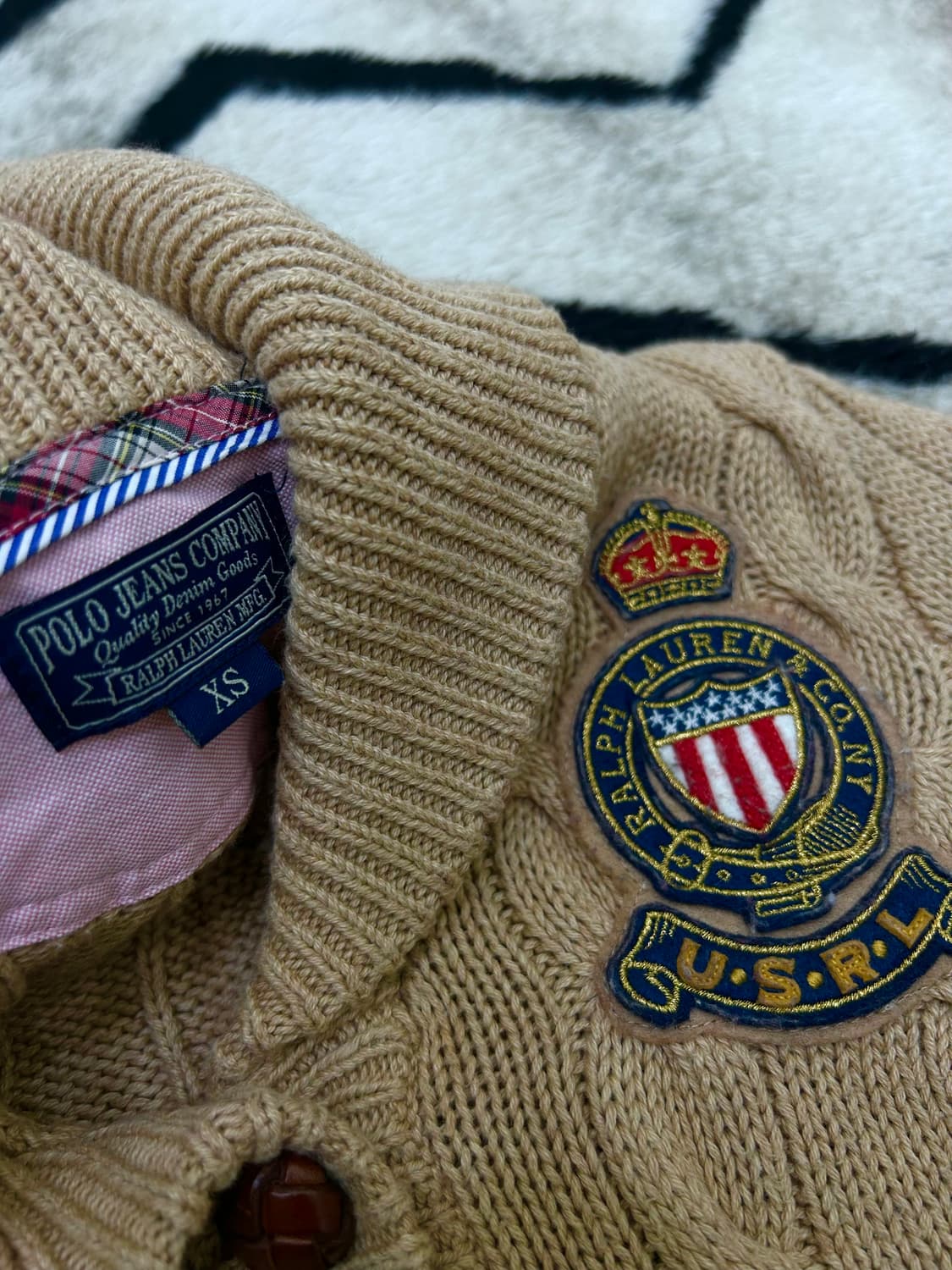 [XS]Polo jeans 케이블 캐시미어 혼방 니트 가디건/베이지 상품이미지5
