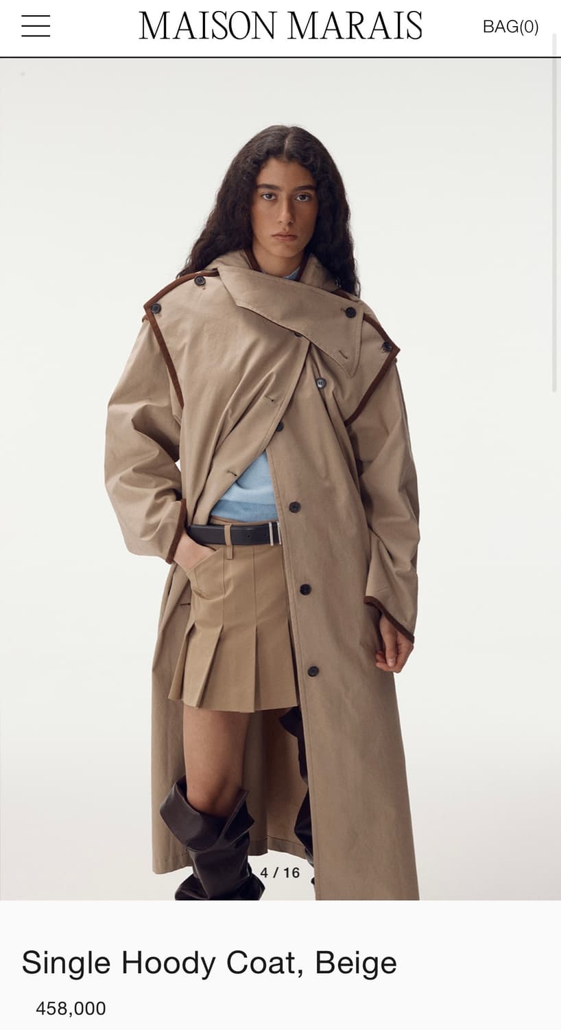 maison marais 메종마레 싱글 후디 트렌치코트 상품이미지2