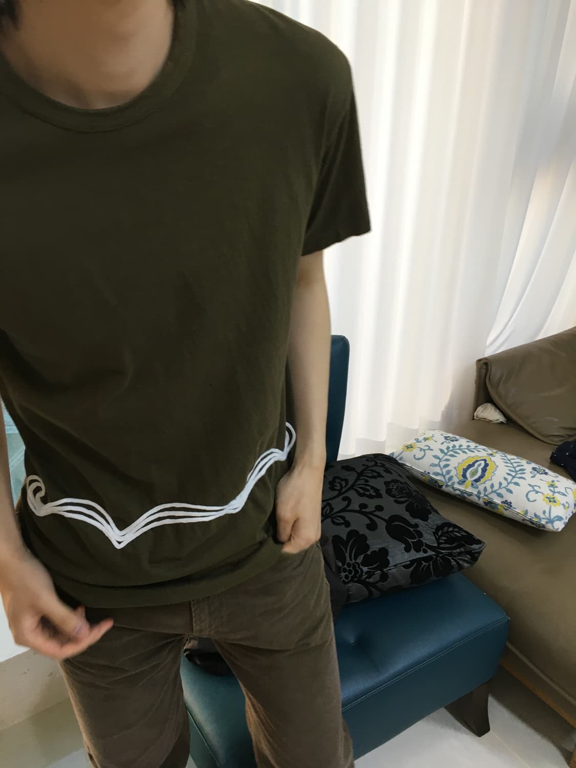 꼼데가르송 옴므플러스 수염자수 반팔 상품이미지2