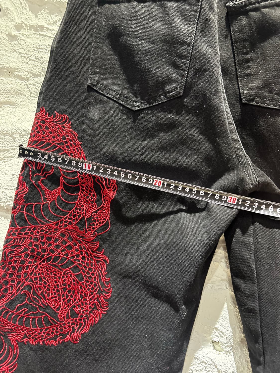 ATSF30 드래곤 자수 배기 와이드 블랙 진 상품이미지6