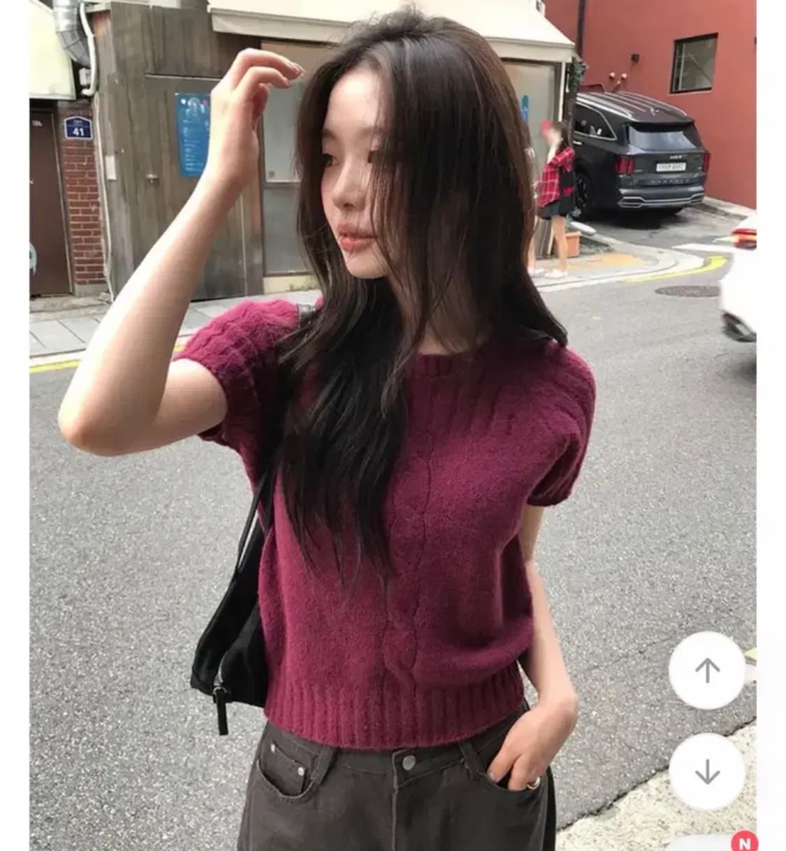 Nearwear 니어웨어 꽈배기 반팔니트 퍼플 상품이미지1