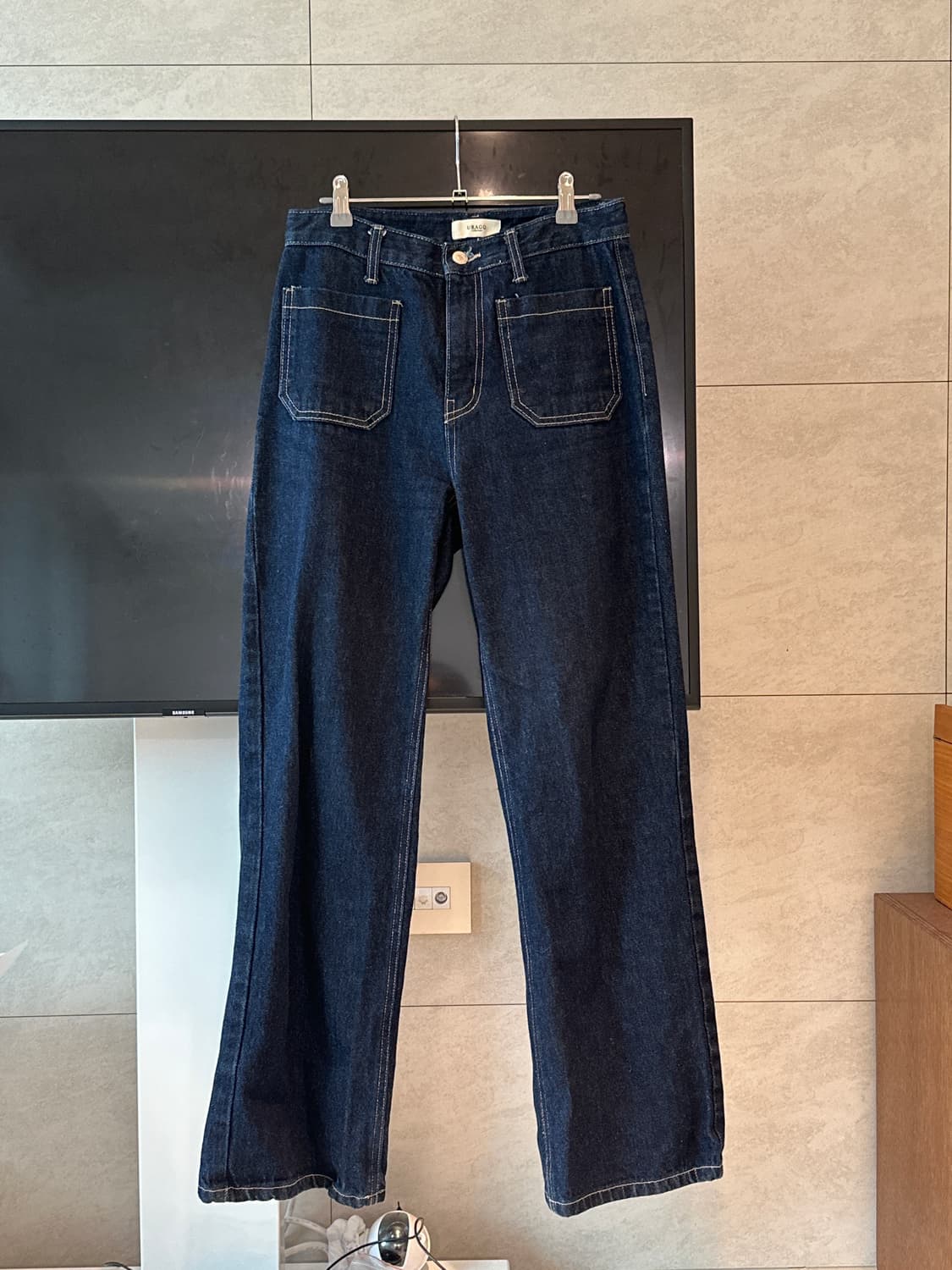 URAGO 데님 스트레이트 청바지 중청 상품이미지1