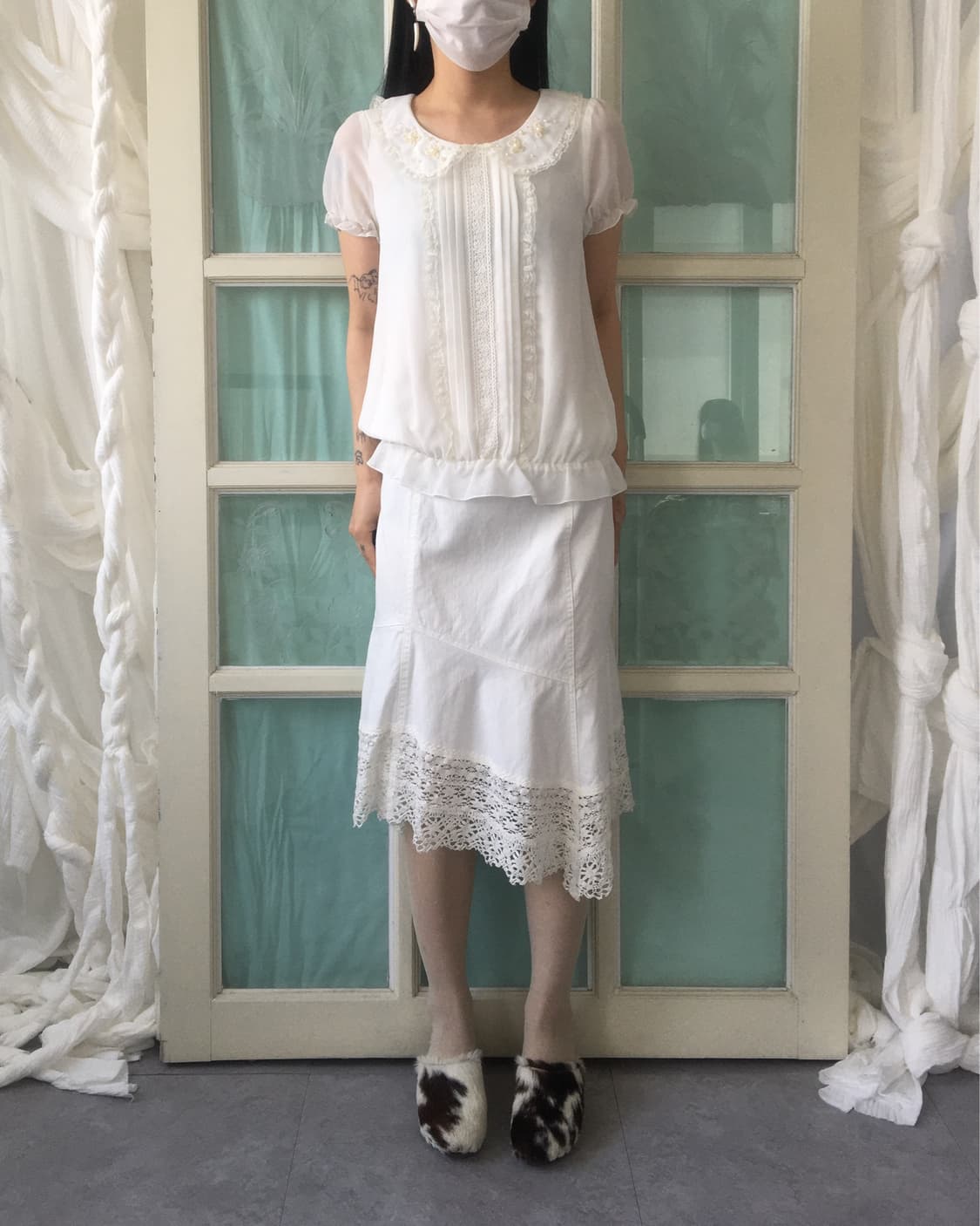 Beads lace trimming blouse 상품이미지7