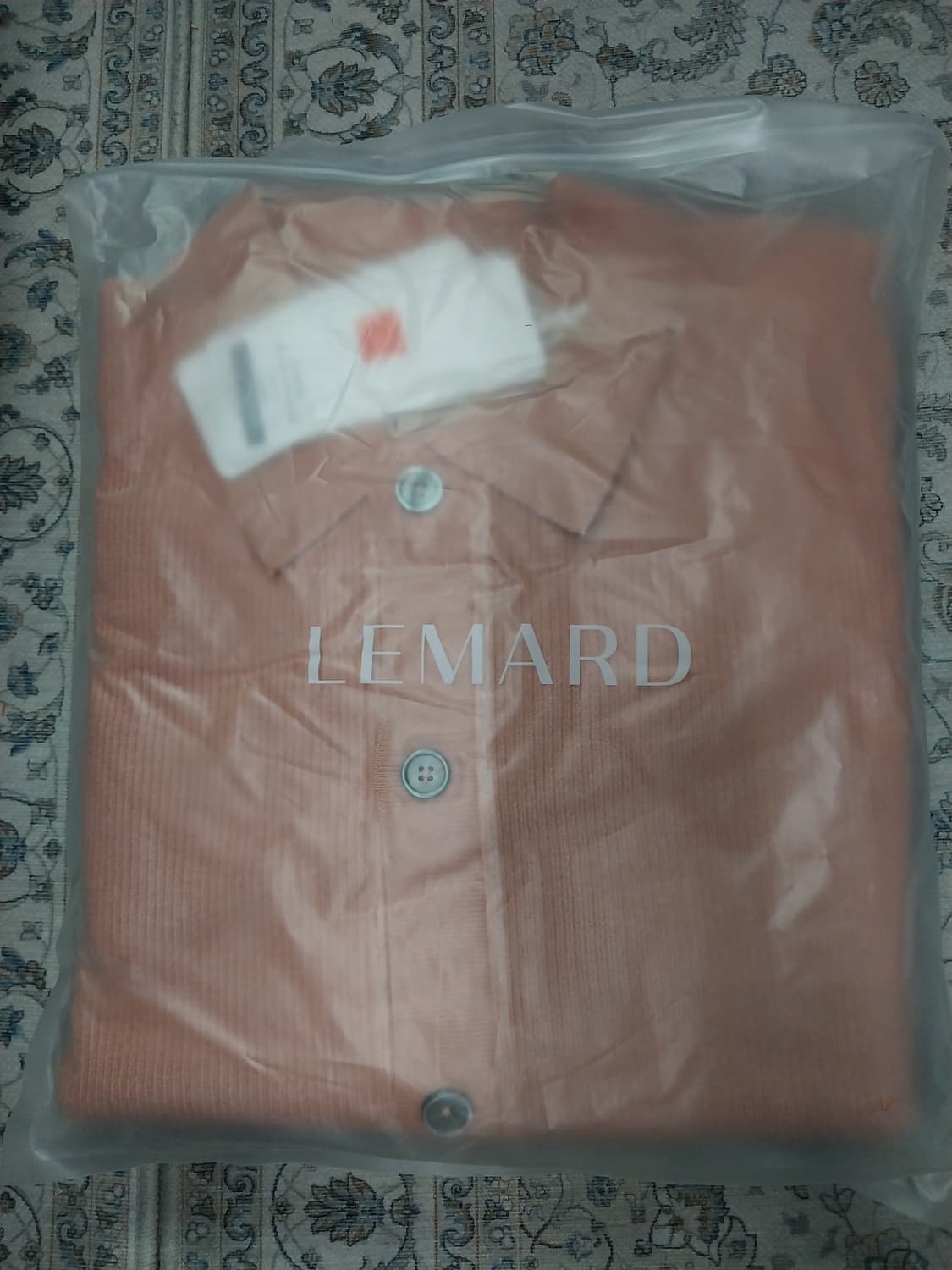 (새상품) 투톤 단추 카라니트 피치코랄 3사이즈 상품이미지1