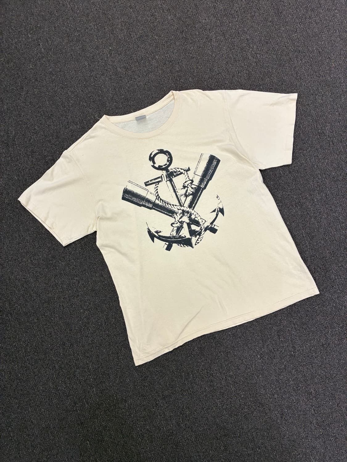XL)Japanese vintage 남성 마린 그래픽 반팔 티셔츠(이염) 상품이미지1