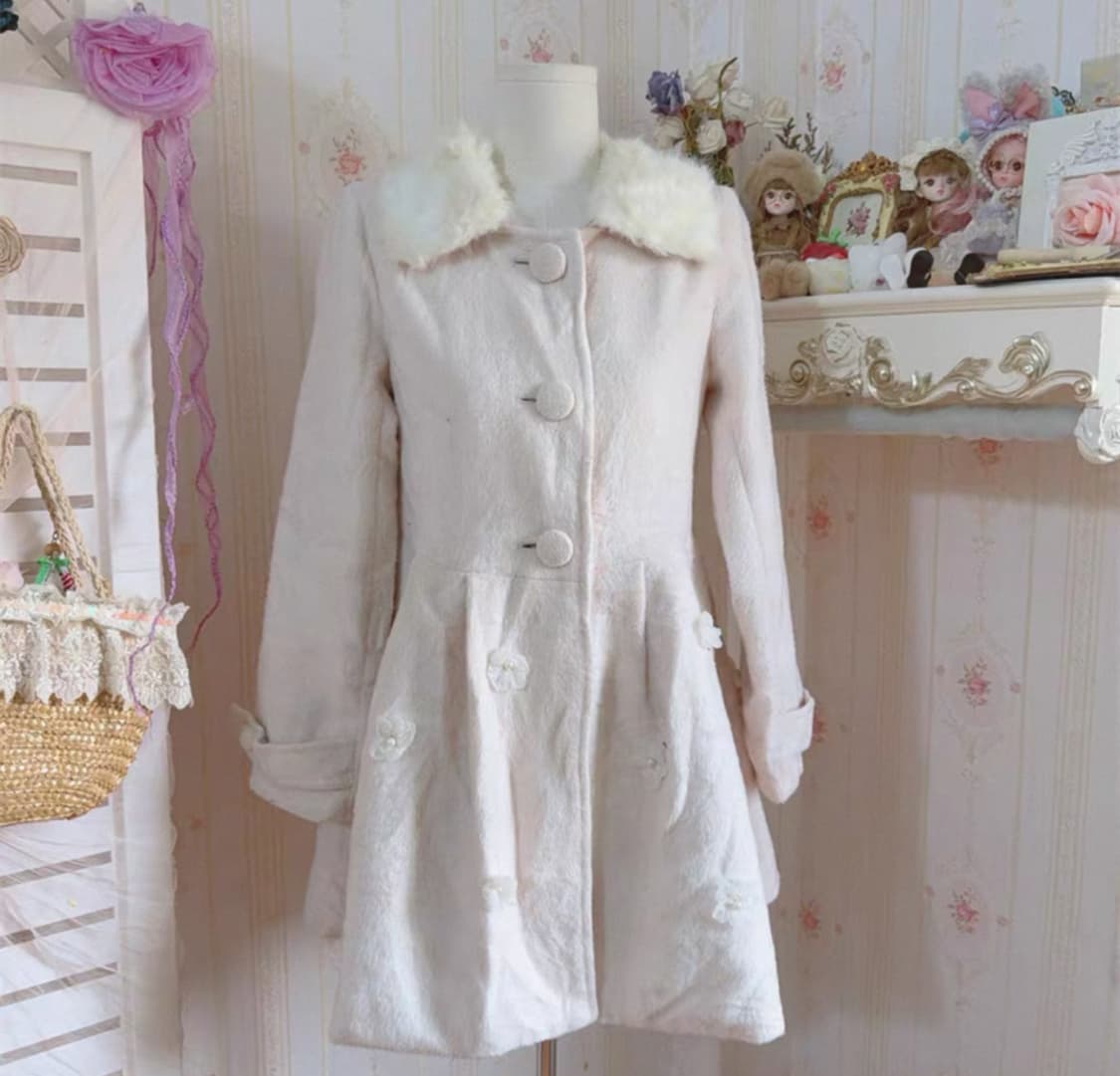 리즈리사 연핑크 플라워 백리본 퍼카라 코트 히메갸루 상품이미지1