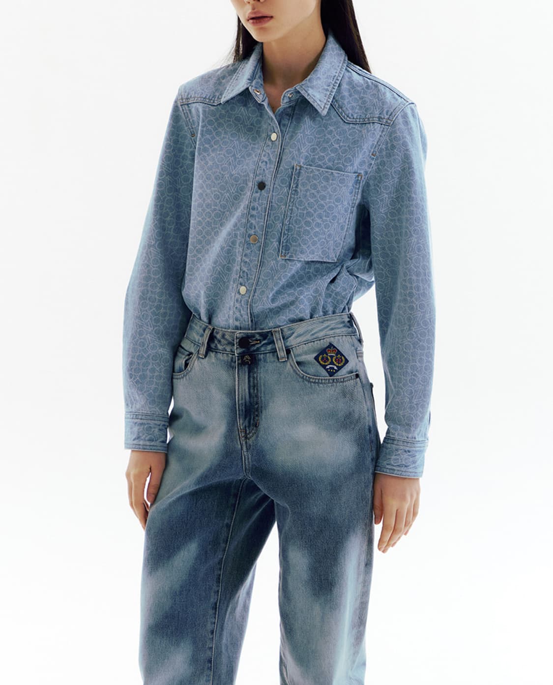 Western Denim Shirts 웨스턴 데님셔츠 자카드 패턴 청자켓 상품이미지4
