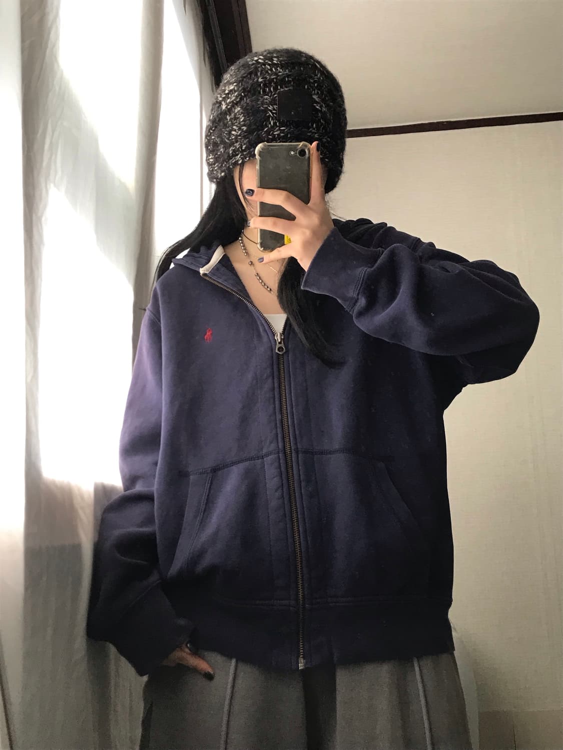 폴로 네이비 스웨트 후드집업 상품이미지1