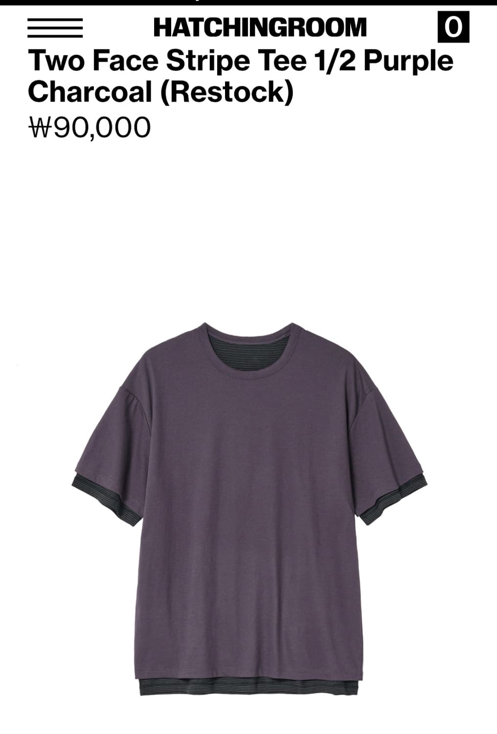 해칭룸 Two Face Stripe Tee pupple charcoal 상품이미지3
