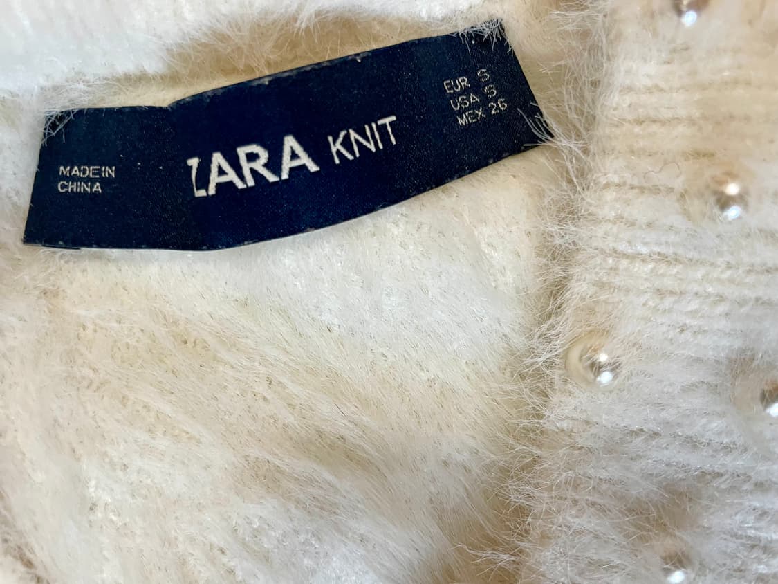 ZARA Soft Fur Knit Pearl Sweater Ivory 상품이미지3