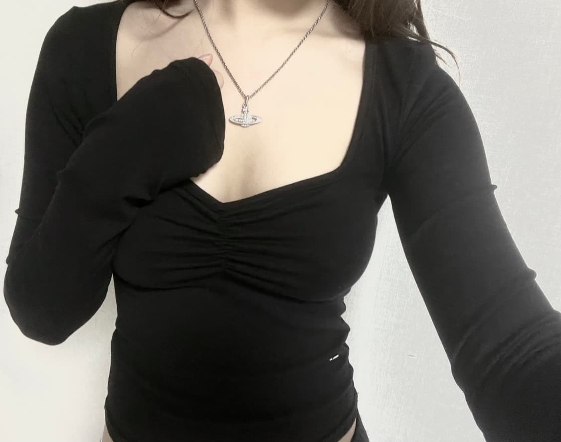 페일제이드 silket shirring T 블랙 상품이미지2