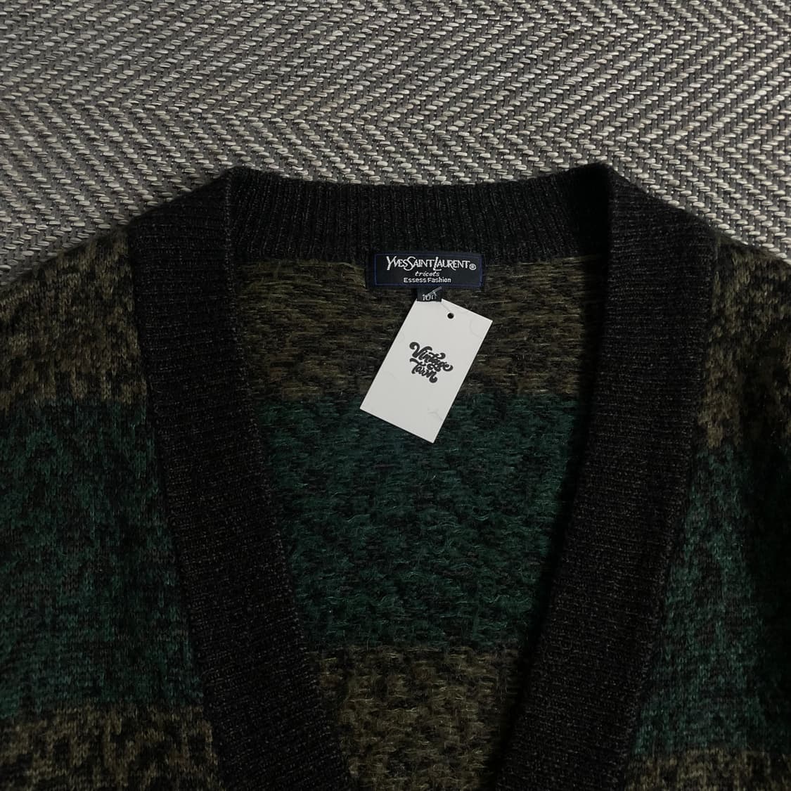 90s 입생로랑 아카이브 울 패턴 가디건o 3922 상품이미지5