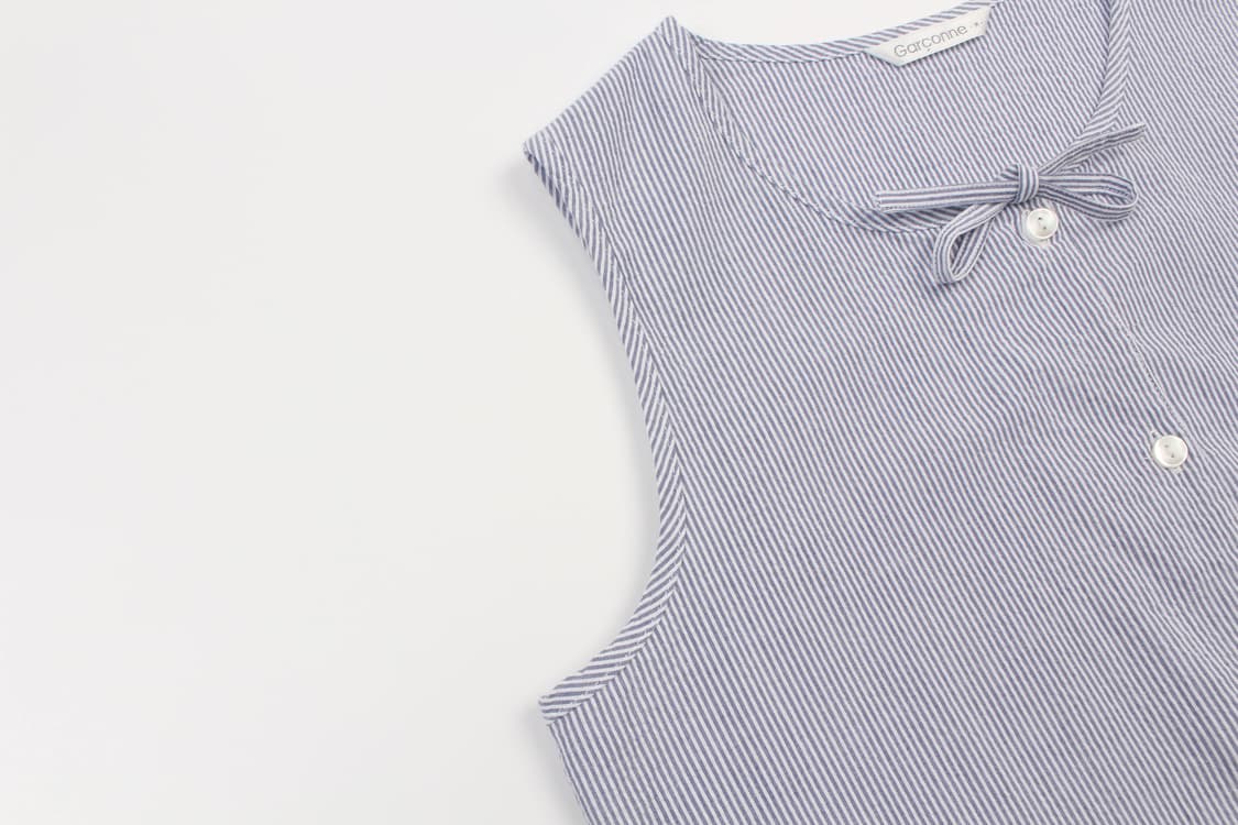 GARCONNE Stripe Sleeveless Ribbon Blouse 상품이미지4