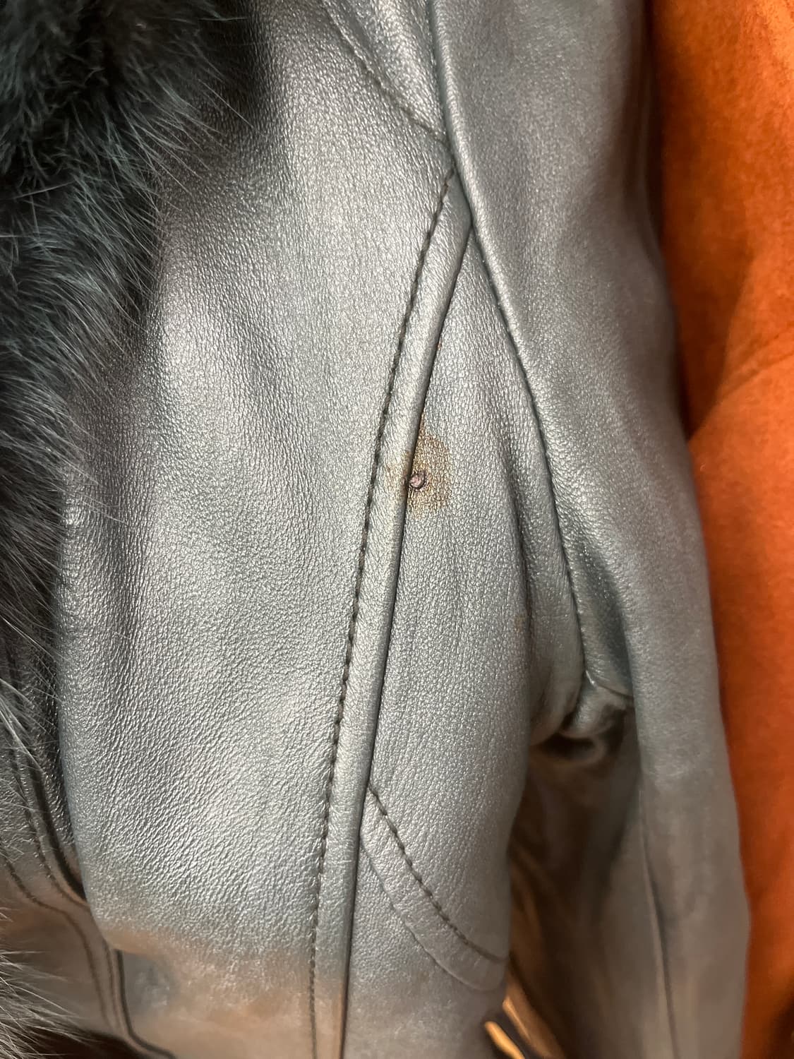 Real Leather Jacket with Fur Collar 상품이미지6