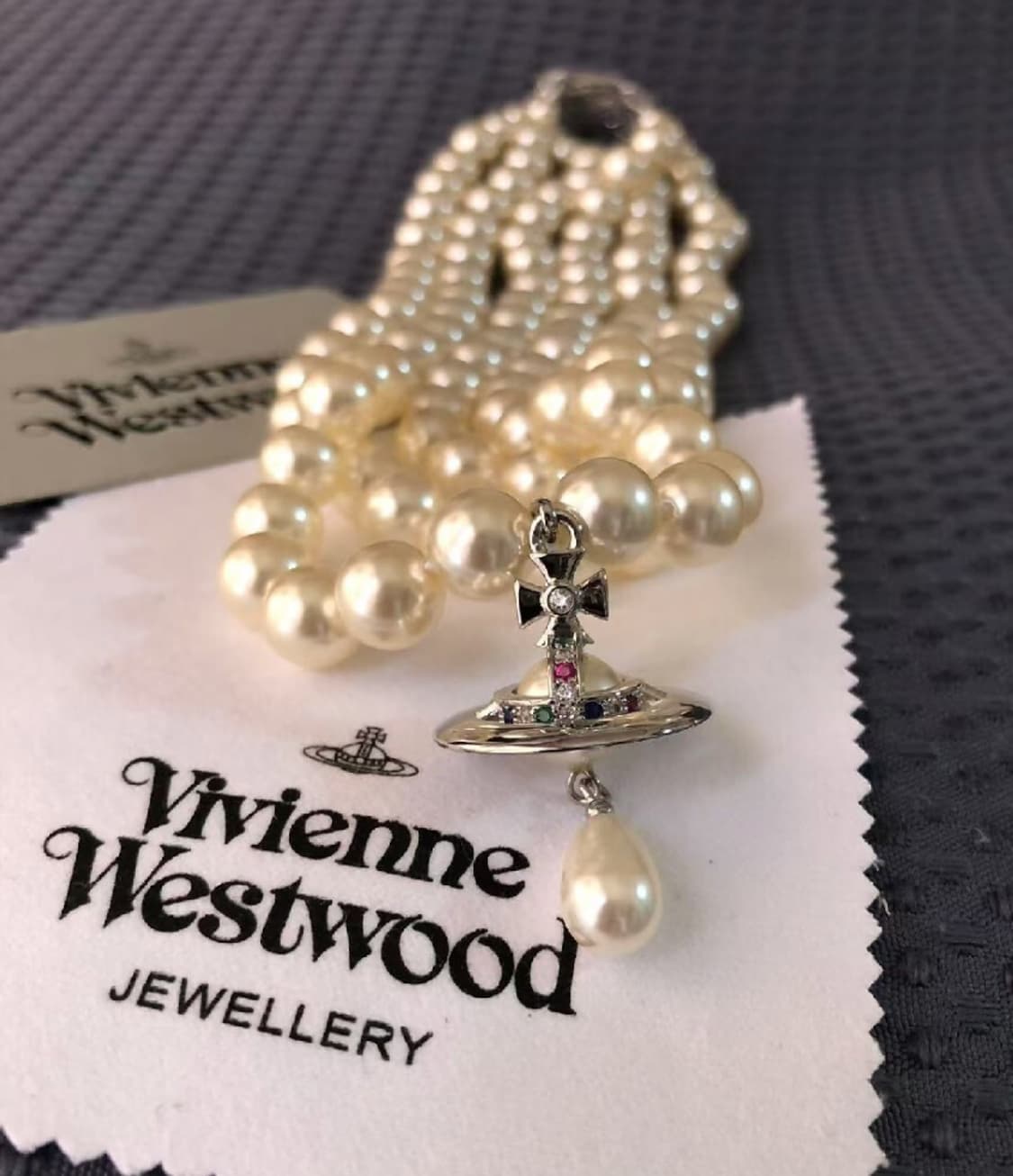 비비안웨스트 아카이브 3단 레이어 진주 펄 초커 목걸이 상품이미지2