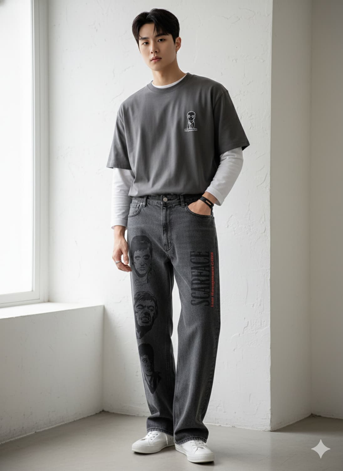 LMC X 스카페이스 흑청 와이드 데님 팬츠_호칭2 상품이미지1