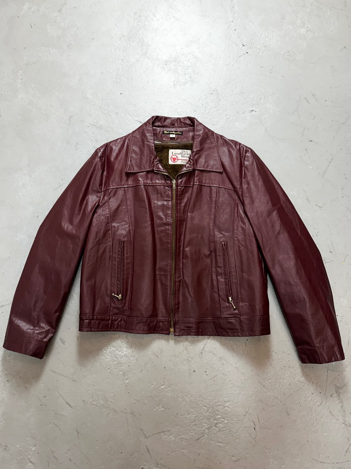 80's 시어스 버건디 크롭 레더자켓 빈티지 레더 자켓 상품이미지1