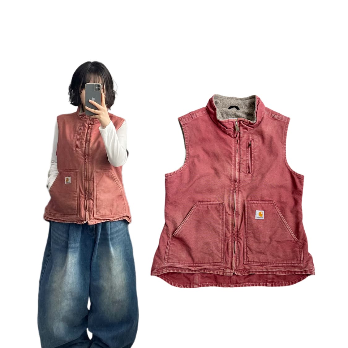 칼하트 OG 핑크 덕캔버스 워크 베스트 조끼 상품이미지1
