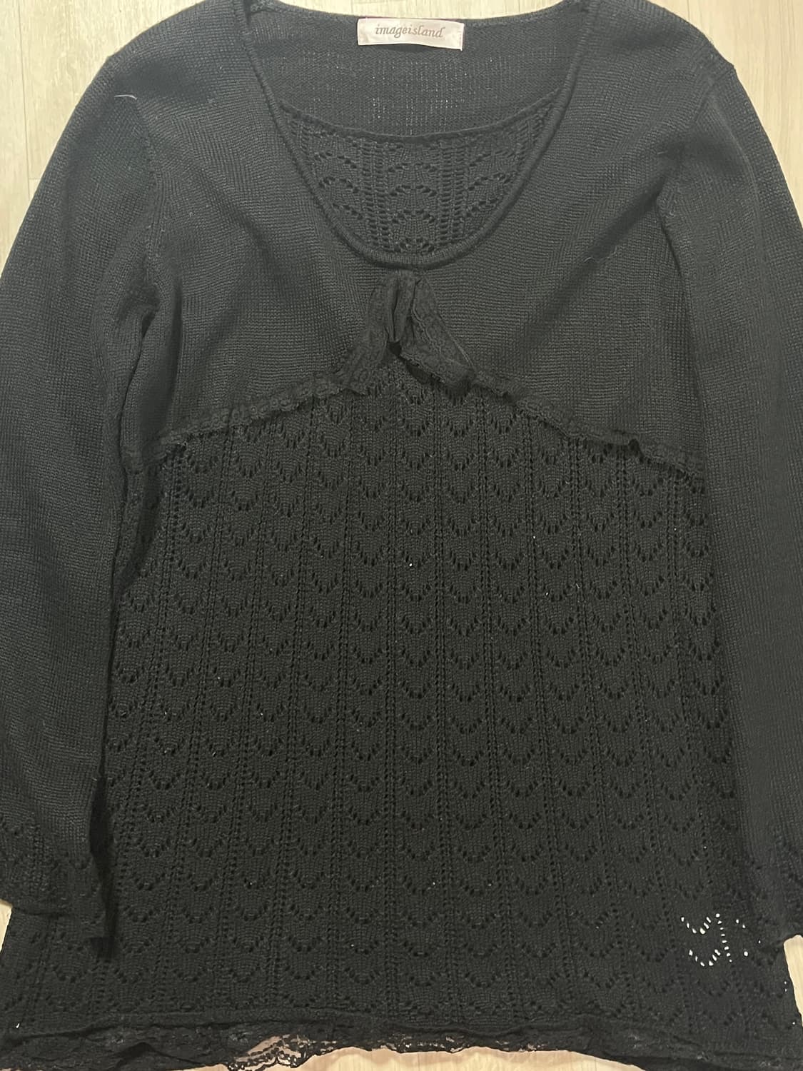 크로쉐 니트 블랙 일본 빈티지 (울 30%) 상품이미지2