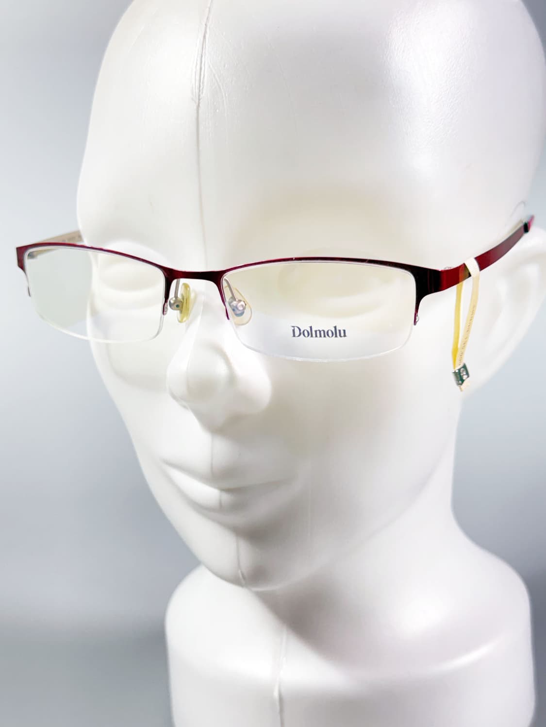 DOMOLU 레드 실버 메탈 반무테 스퀘어 빈티지 안경 상품이미지8