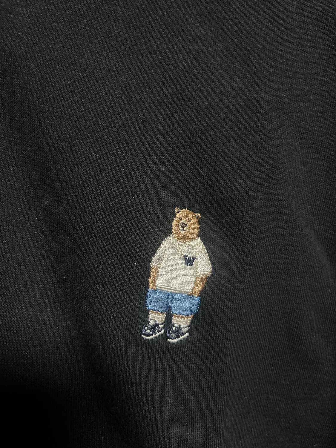 후아유 곰 자수 반팔 카라티 블랙 L 상품이미지5