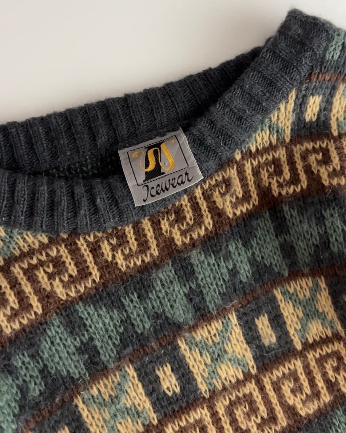 아이스웨어 아이슬란드 빈티지 패턴 울 니트 m 상품이미지5